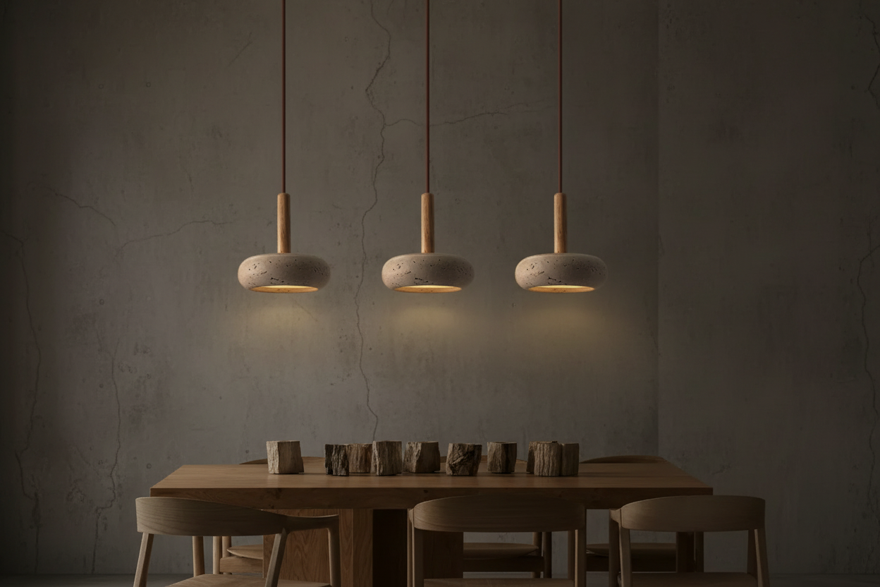 2024 New Hot Selling Pendant Lamps Wabi Sabi Circular Yellow Stone Commercial Home Decoration Restaurant Room LED Droplight