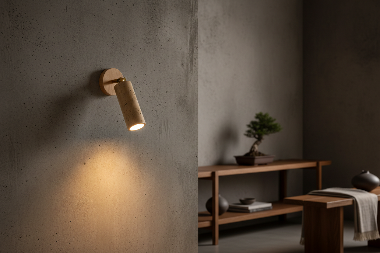 Wabi-sabi Wind LED with Spotlights Wall Lamp Retro Wall light for Bedroom Aisle Corridor Stairs Natural Stone Home Decoration